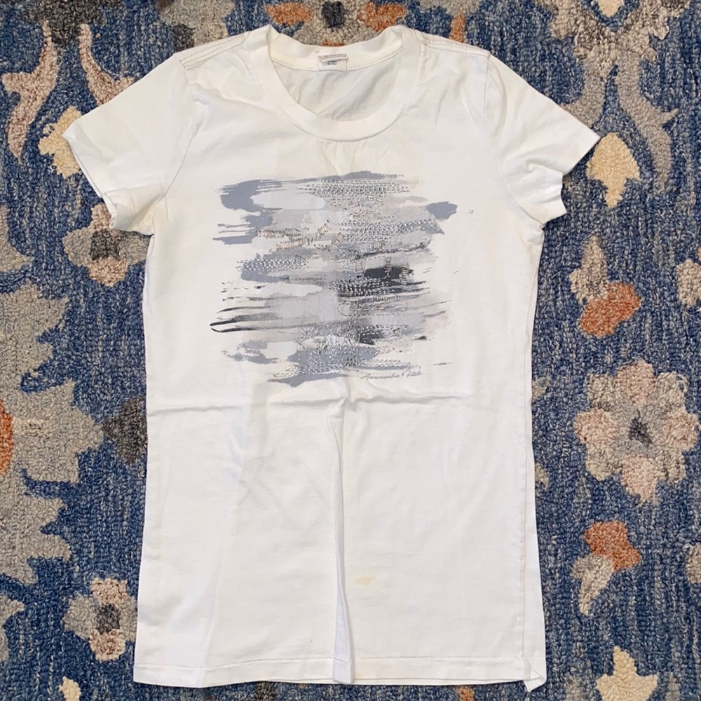 Vintage Original Abercrombie Graphic Beaded Tee T-shirt Cotton